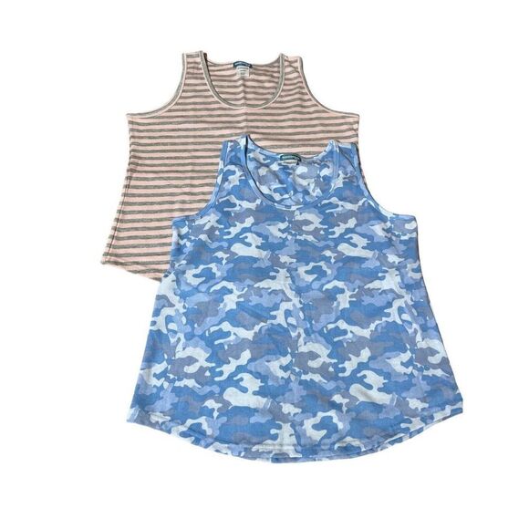 Set Of 2 Wake & Wear By INK+IVY Blue Camo/Pink Striped Tank Top Size XXL Womens - Picture 1 of 6